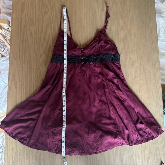 Urban Outfitters Maroon Lace Button Up Baby Doll Dress - Picture 9 of 9
